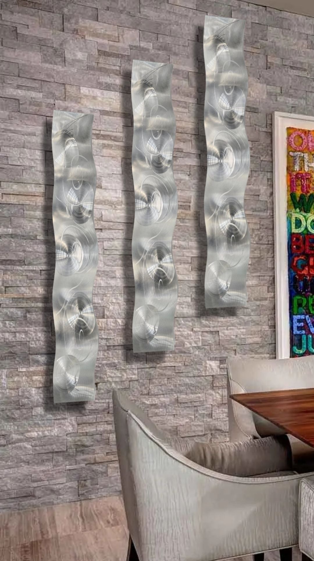 Moonlit Ripples - Metal Wave Art 46.5"x6"