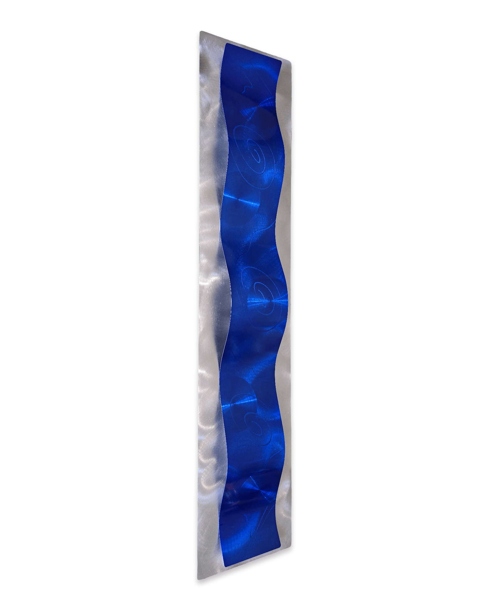 Cobalt Tide - Metal Wave Wall Art 10"x46"