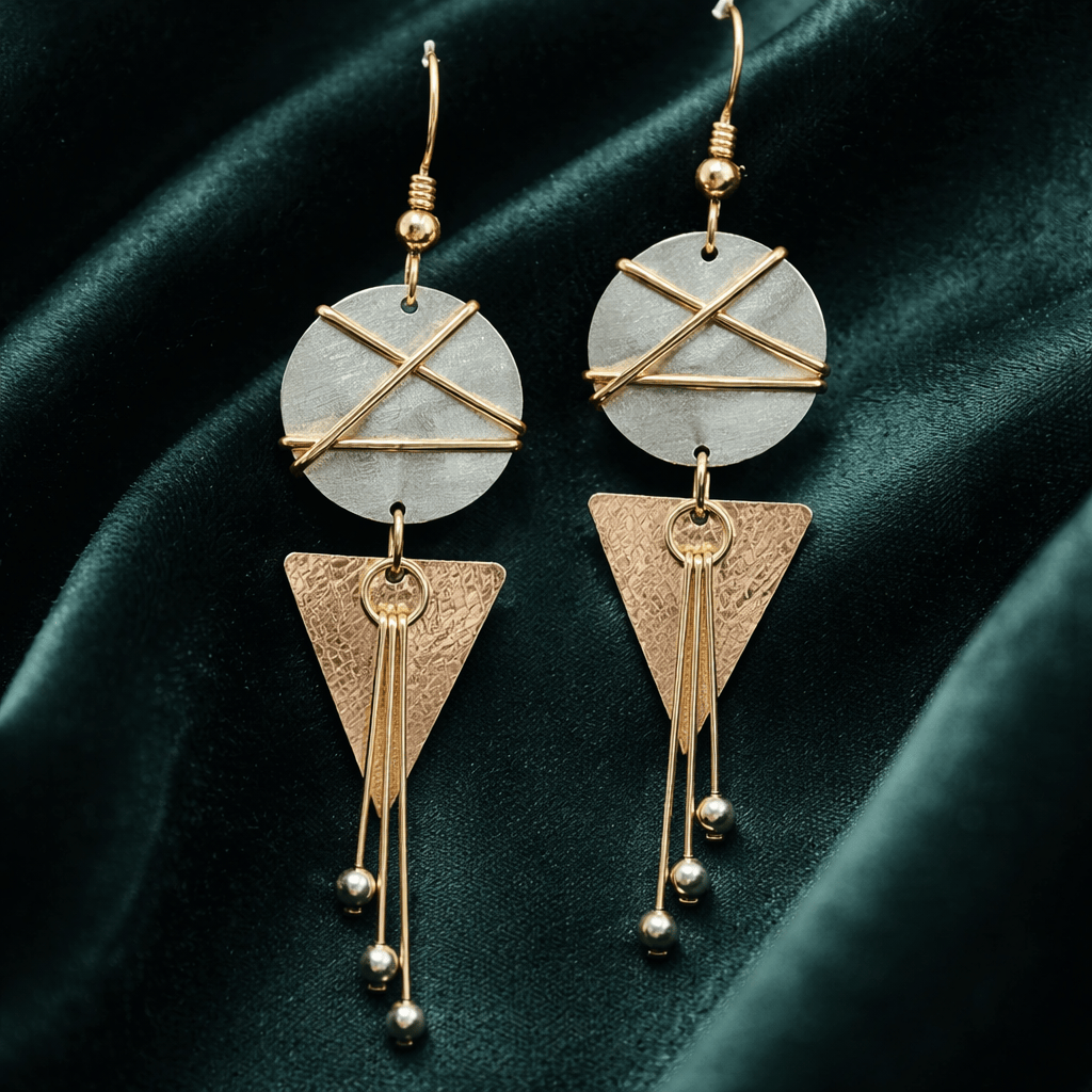 Geometric Harmony - Mixed Media Earrings 2.5"