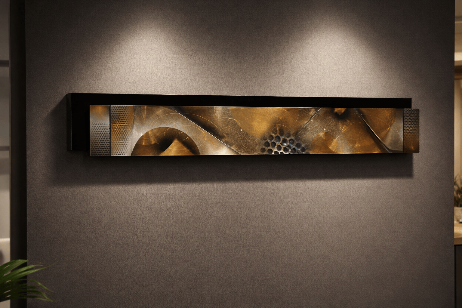 Golden Convergence - Metal Wave Art 9"x52"