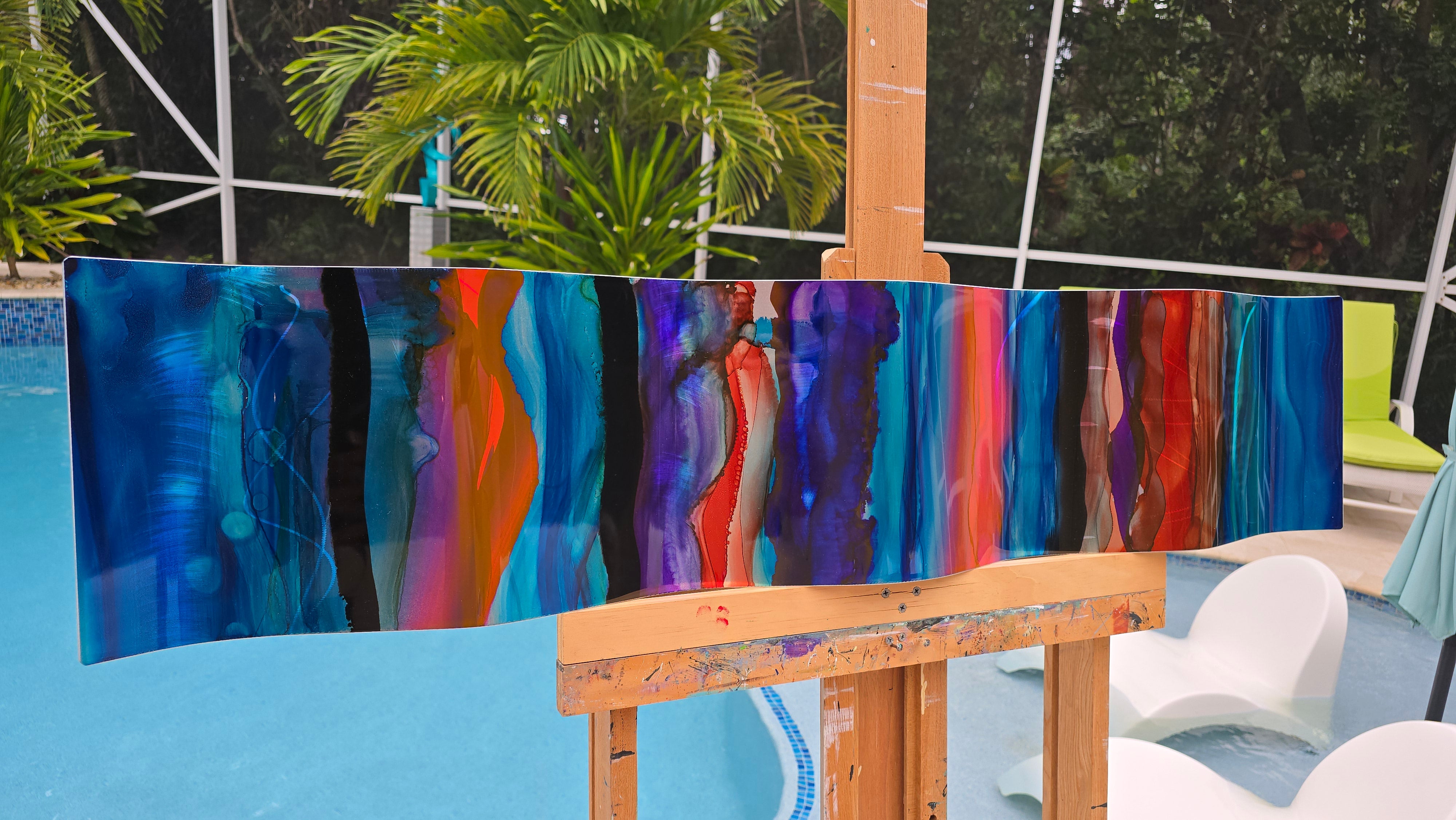 Oceanic Dreamscape - Vibrant Abstract Metal Wall Art