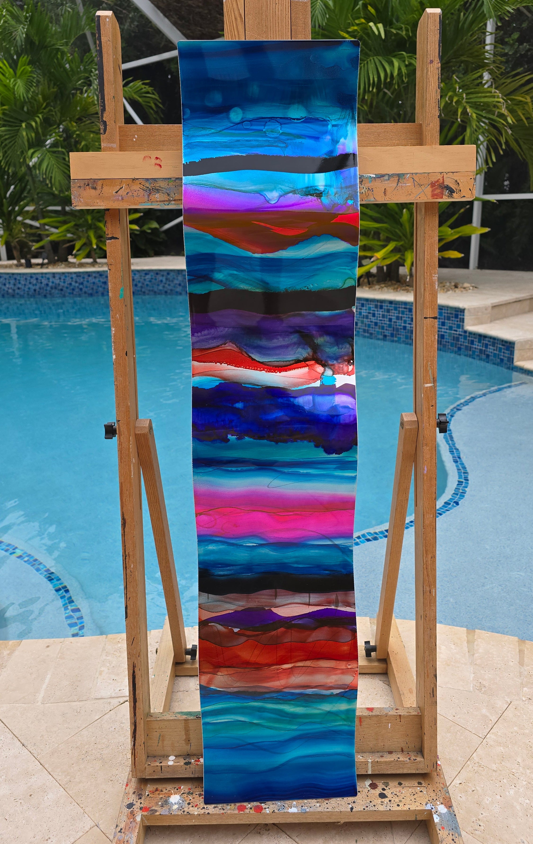 Oceanic Dreamscape - Vibrant Abstract Metal Wall Art