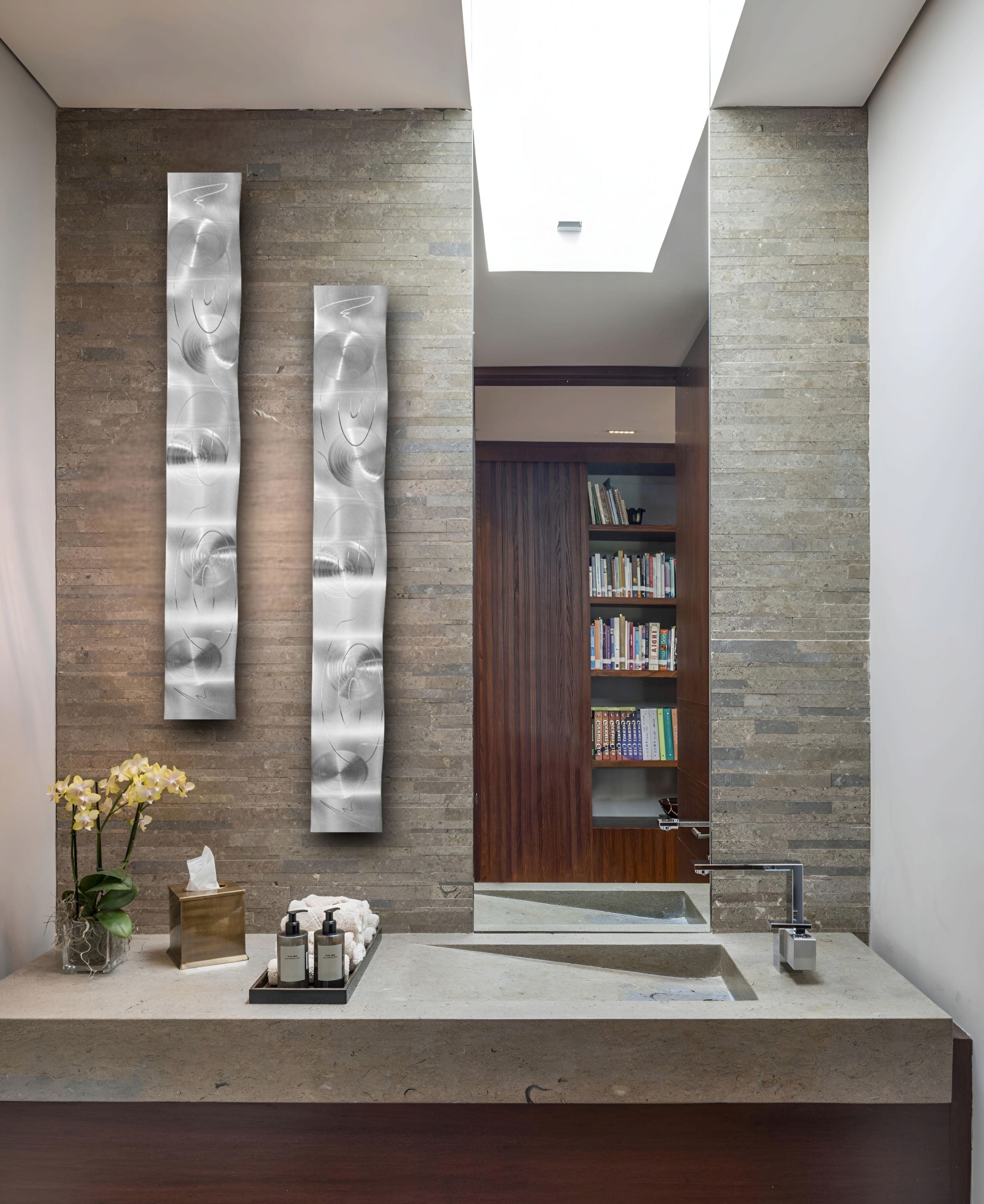 Moonlit Ripples - Metal Wave Art 46.5"x6"