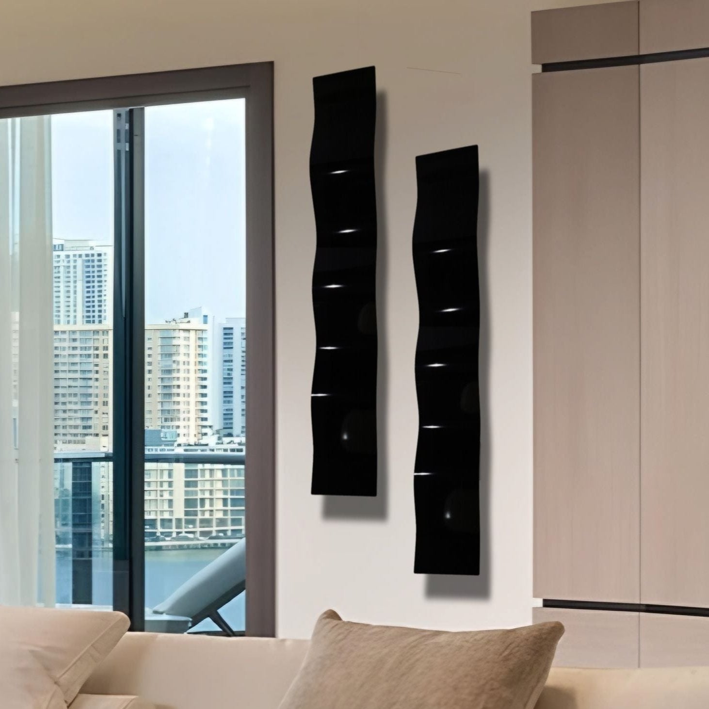 Midnight Flow - Metal Wave Art 46.5"x6"