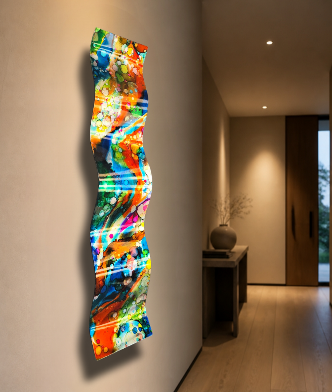 Bubble Burst - Metal Wave Wall Art 46"x10"