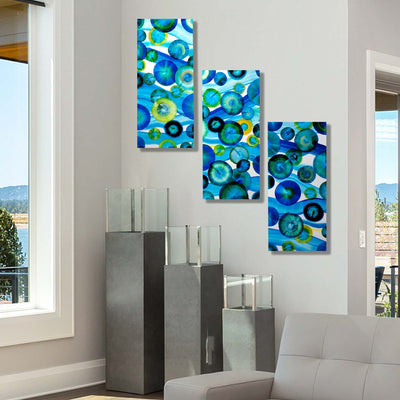 Stunning Hand-Painted Abstract Metal Wall Art - Set of 3 Panels (36" x 16" x 2") Cool Abstract Painting - Vibrant Home Decor for Living Room, Bedroom, and Office - Modern Metal Artwork - Feeling Sublime