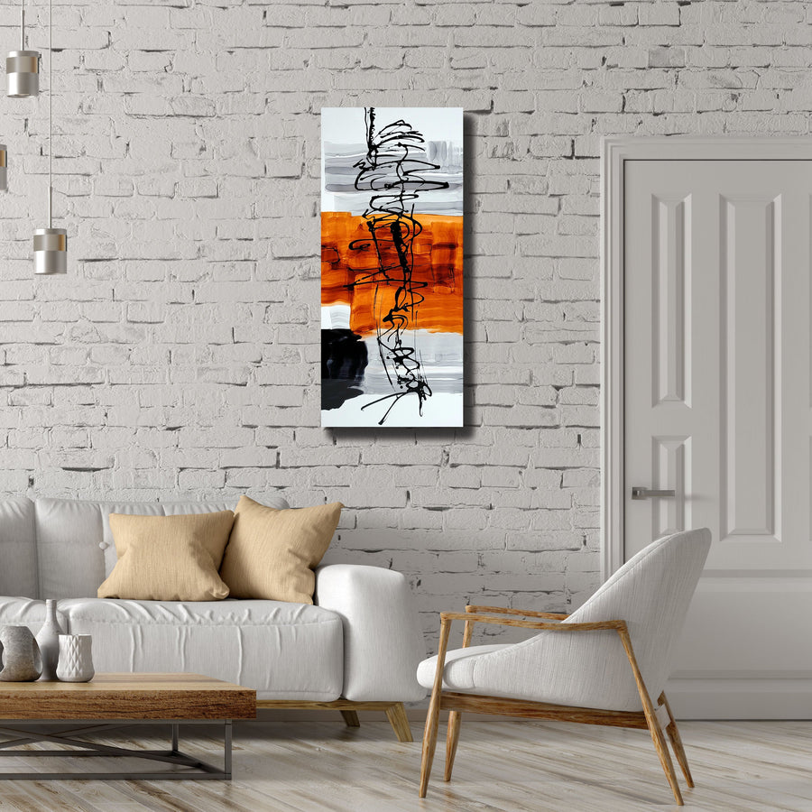 Abstract Painting - Metal Wall Art - Trending Home Decor - Living Room Bedroom Office - Wall Art - Large Unique Art 36" x 16" Hand Painted Multicolor Painting - Modern Home Decor - " Amber Ascendance"