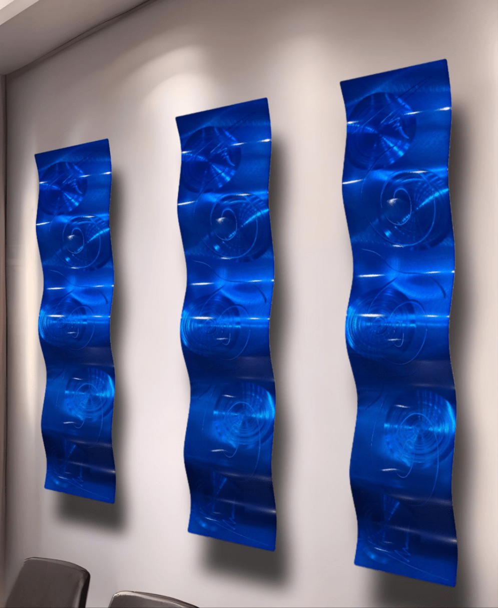 Blue 3d Metal Wall Art Accent Sculpture by Jon Allen - Cielo