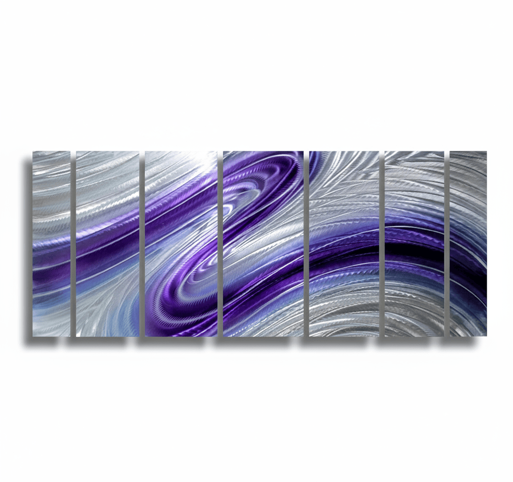 Purple Silver & Gold Abstract Metal Wall Art by Jon Allen 68