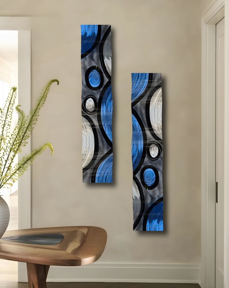Rains of Blue Wave - Metal Wave Art 46"x10"