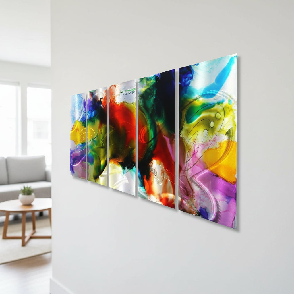 Ethereal Bloom - Multi-Panel Metal Wall Art 64"x24"
