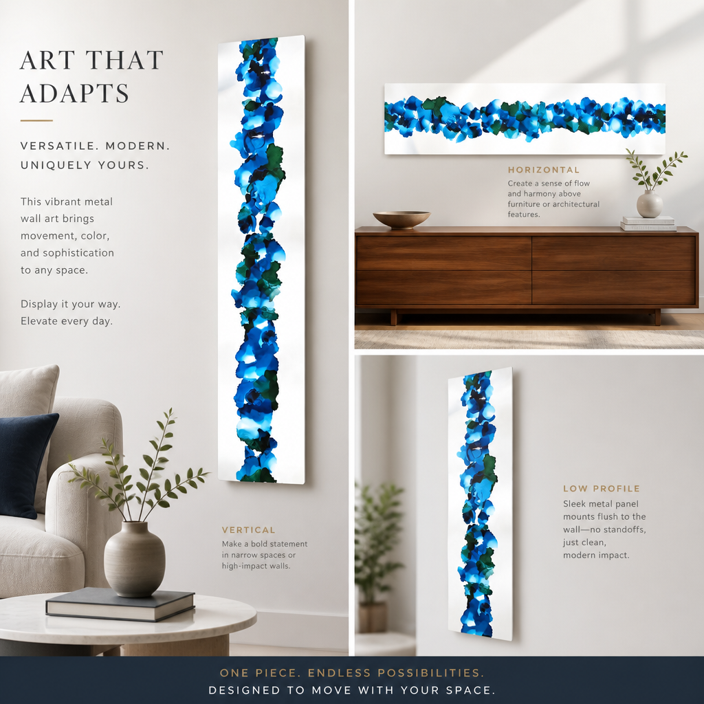 Oceanic Flow - Metal Wall Art 10"x46"