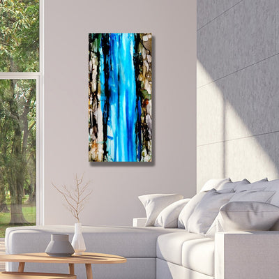 Abstract Painting - Metal Wall Art - Trending Home Decor - Livingroom Bedroom Office - Wall Art - Large Unique Art 36" x 18" Hand Painted Multicolor Painting - Modern Home Decor - "Coastal Dreamscape"