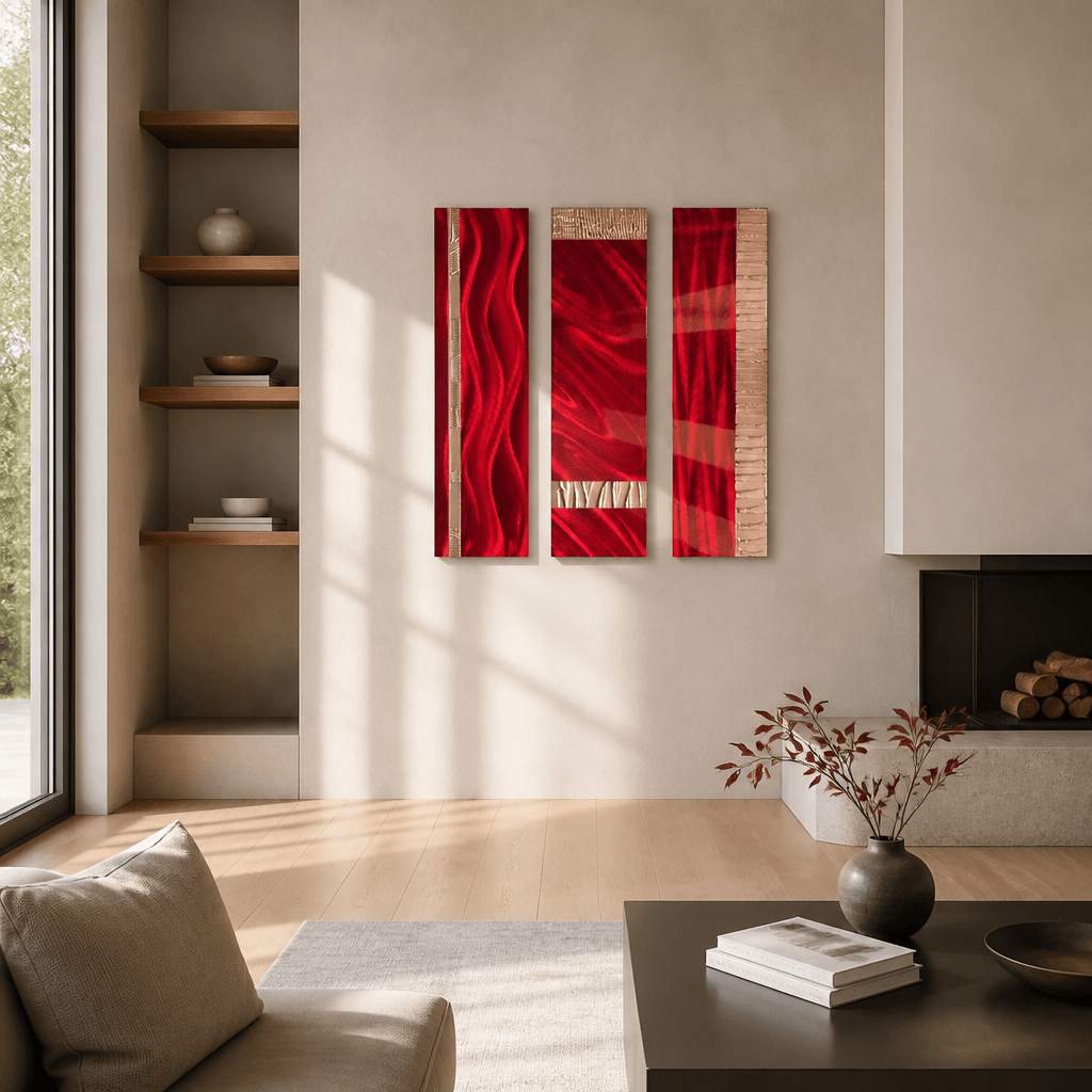 Velvet - 3-Panel Metal Wall Art 6"x24" Each Panel