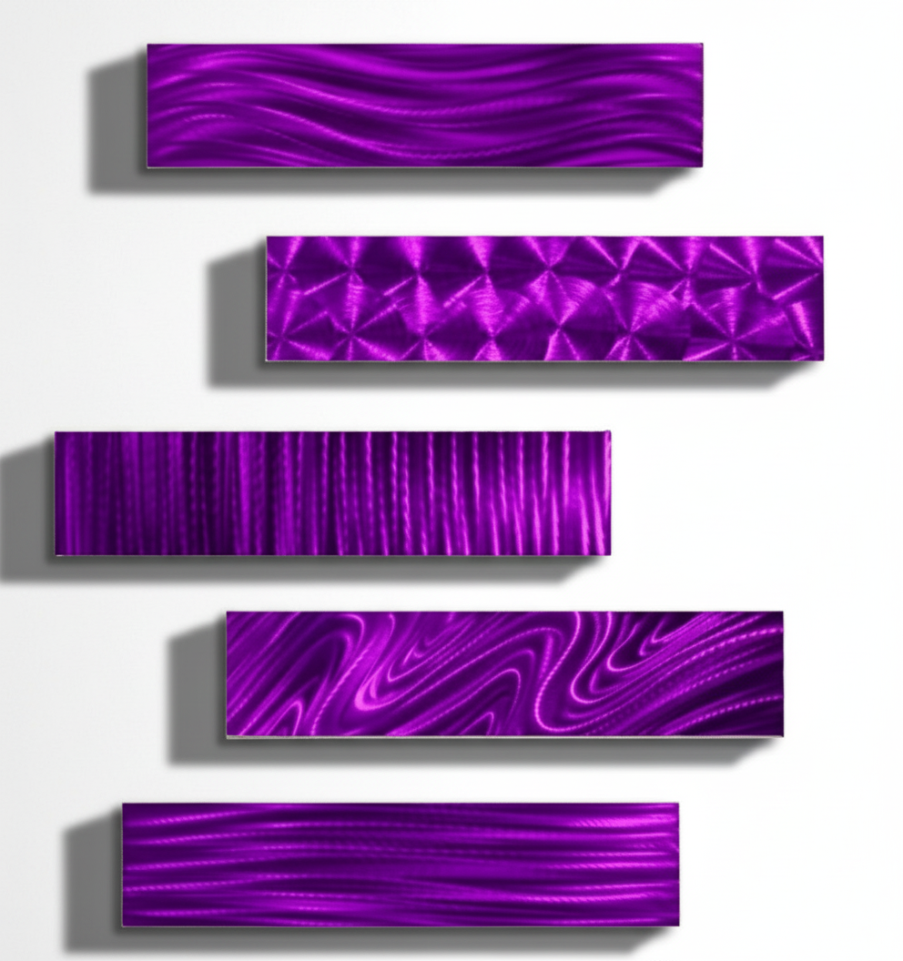 Violet Serenity - Vibrant Purple Metal Wall Art Panels | 5 Piece