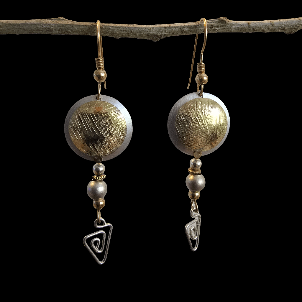 Gold and silver earrings