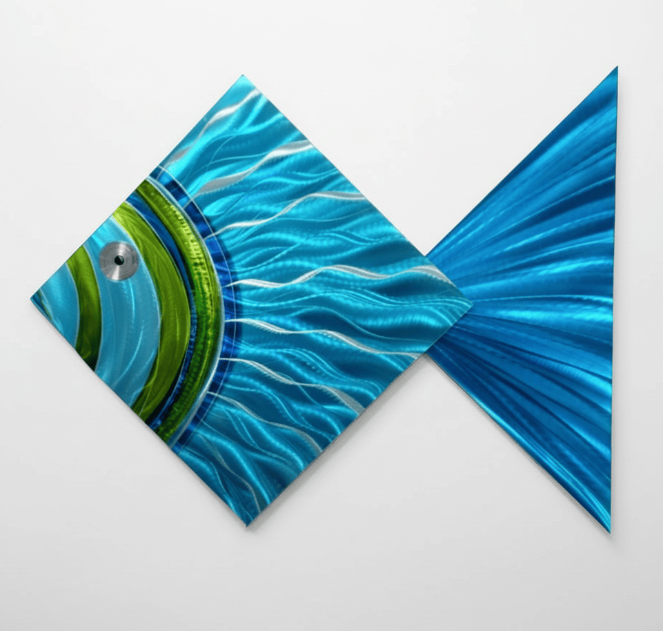 Reef Wanderer - Blue & Green Tropical Fish Metal Wall Sculpture by
