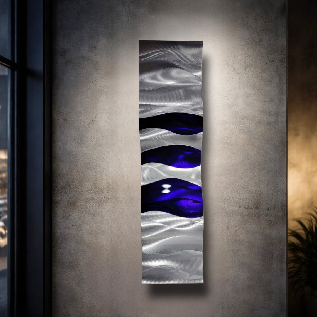 Midnight Glow - Metal Wave Wall Art 6"x23" (w62)