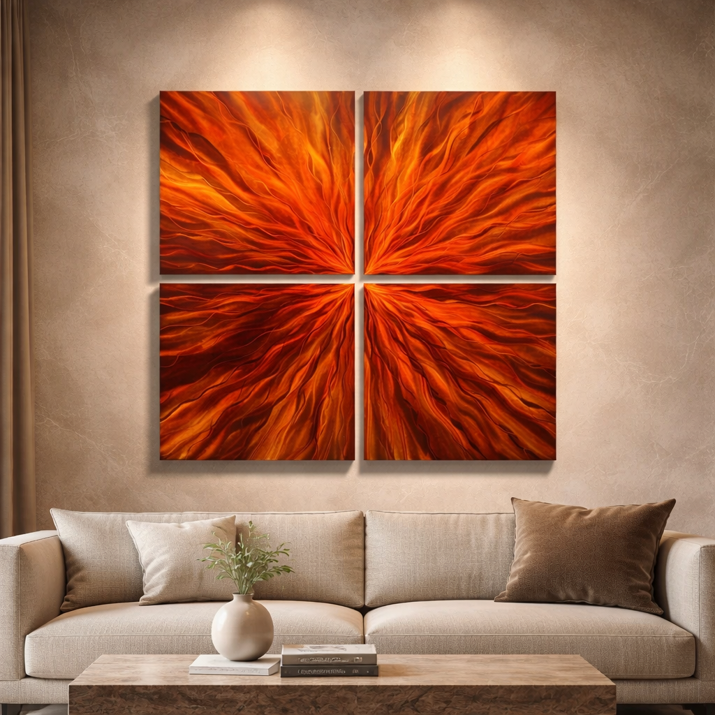 Solar Ignition - Metal Wall Art Set of 4 (50"x50" overall)