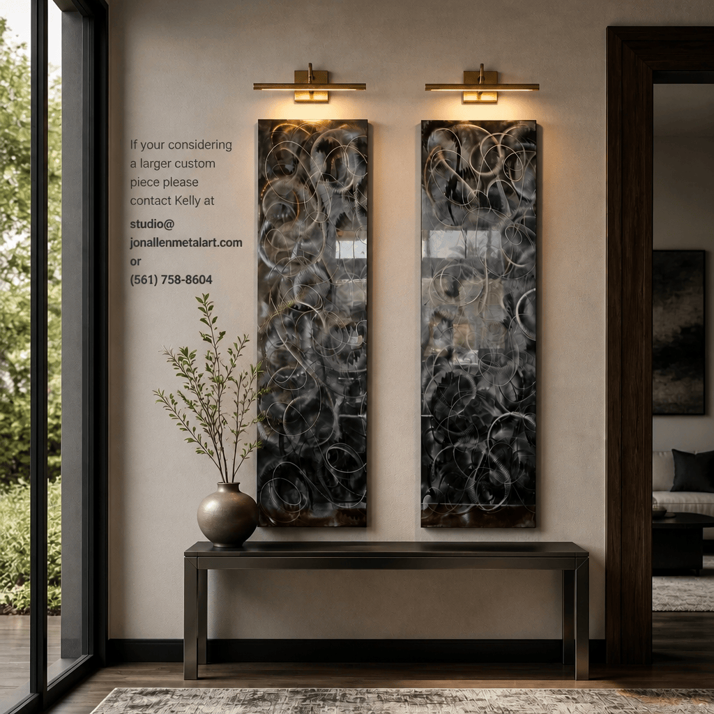 Dual Currents - Metal Wall Art 2-Panel Set 12"x48"
