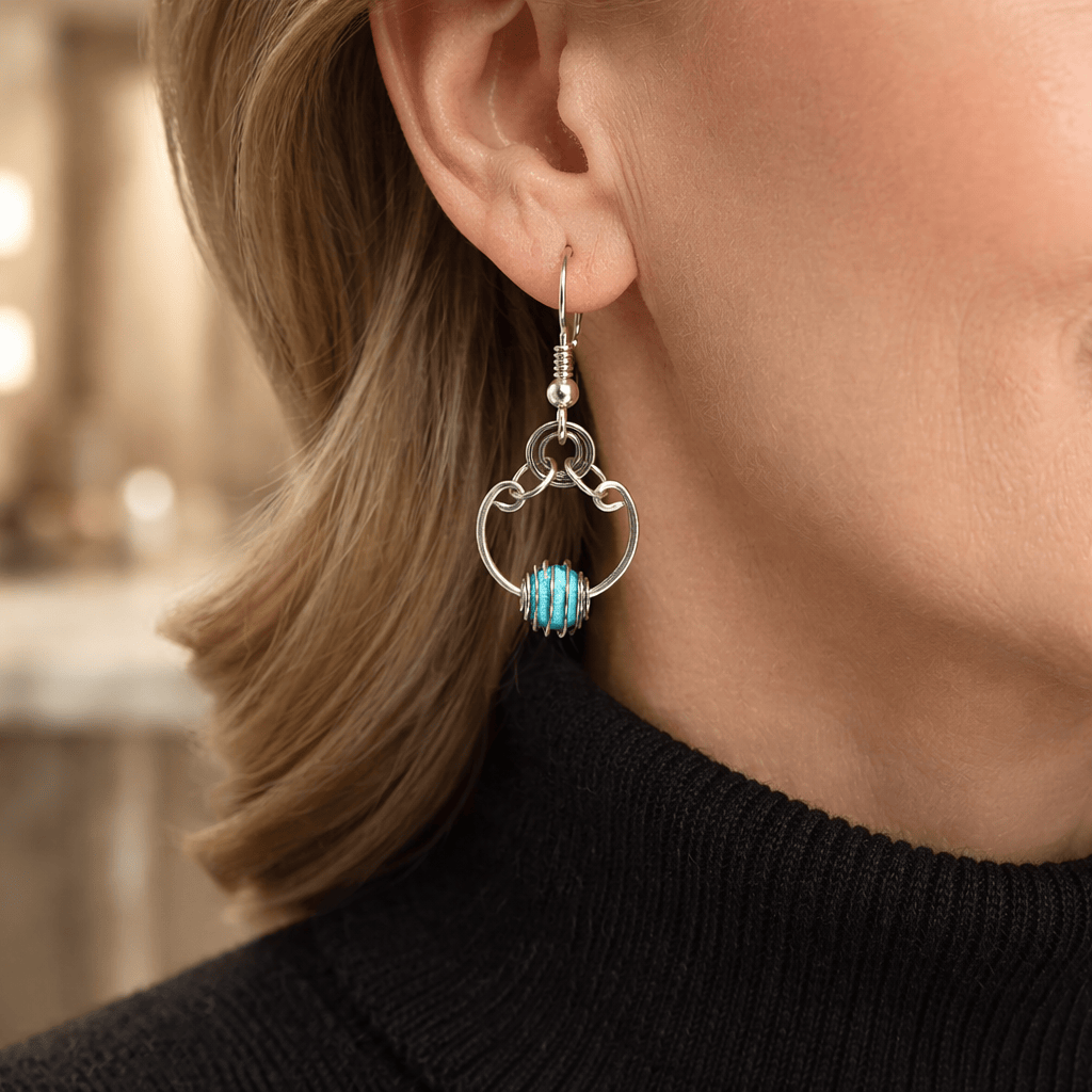 Aqua Serenity Orb Earrings - 1"