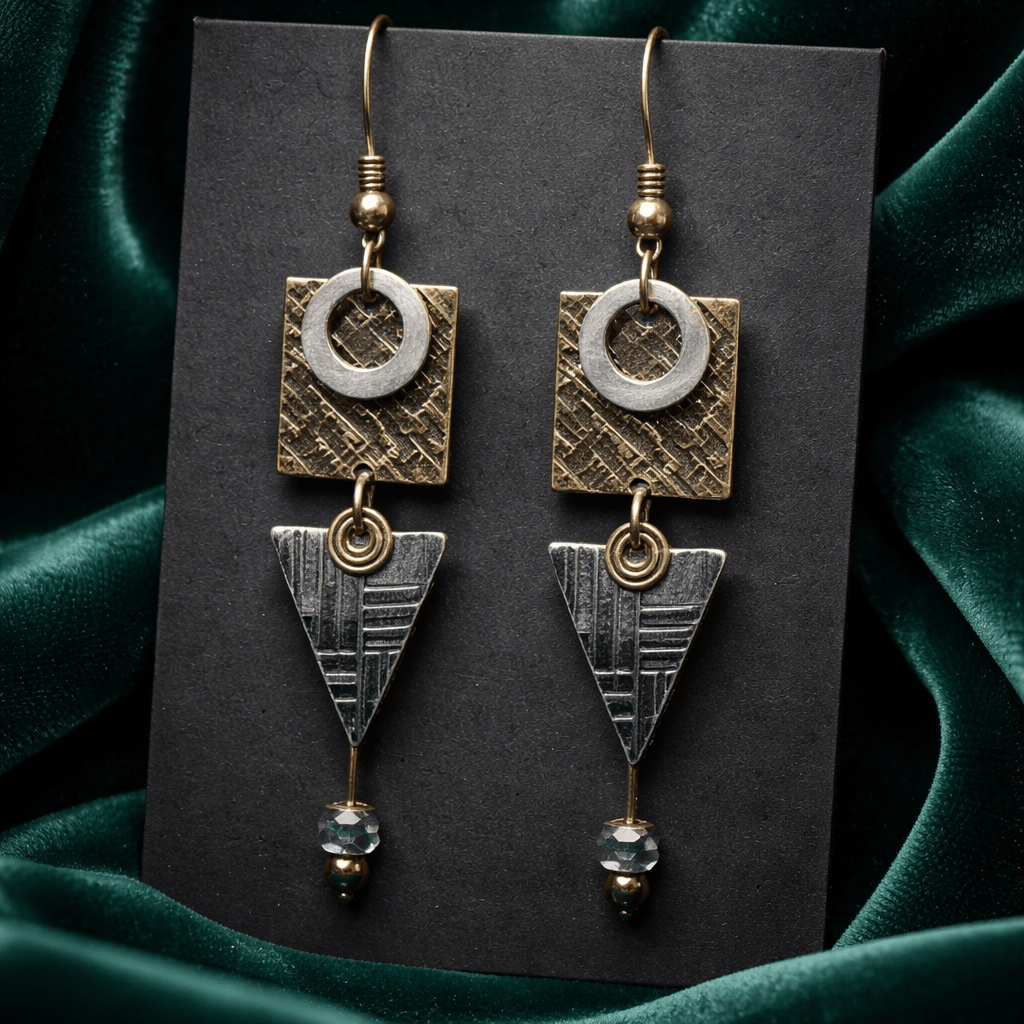 Architectural Elements Dangle Earrings 1.5"