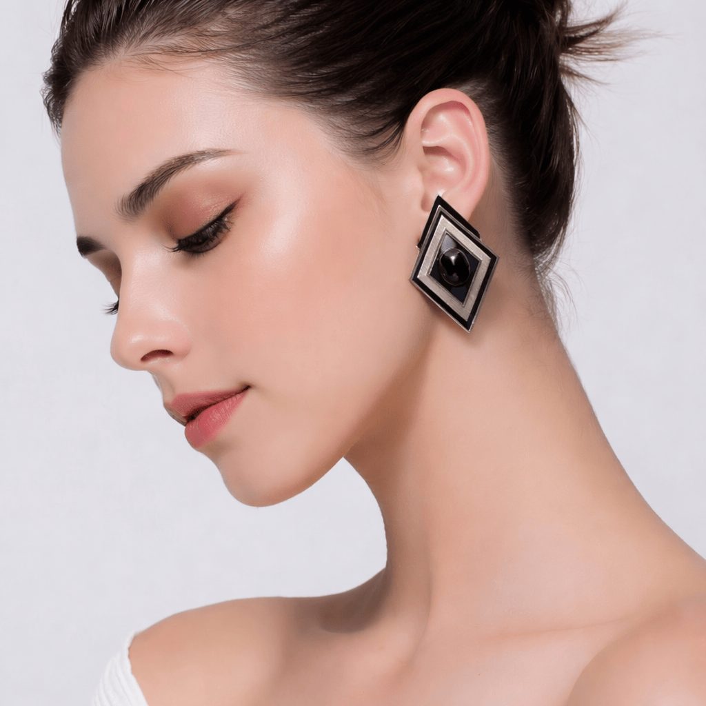 Midnight Diamond Earrings 1.25"