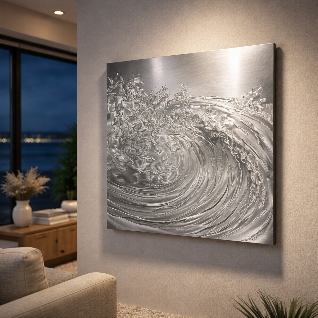 Coastal Serenity - Metal Wave Wall Art 24"x24"
