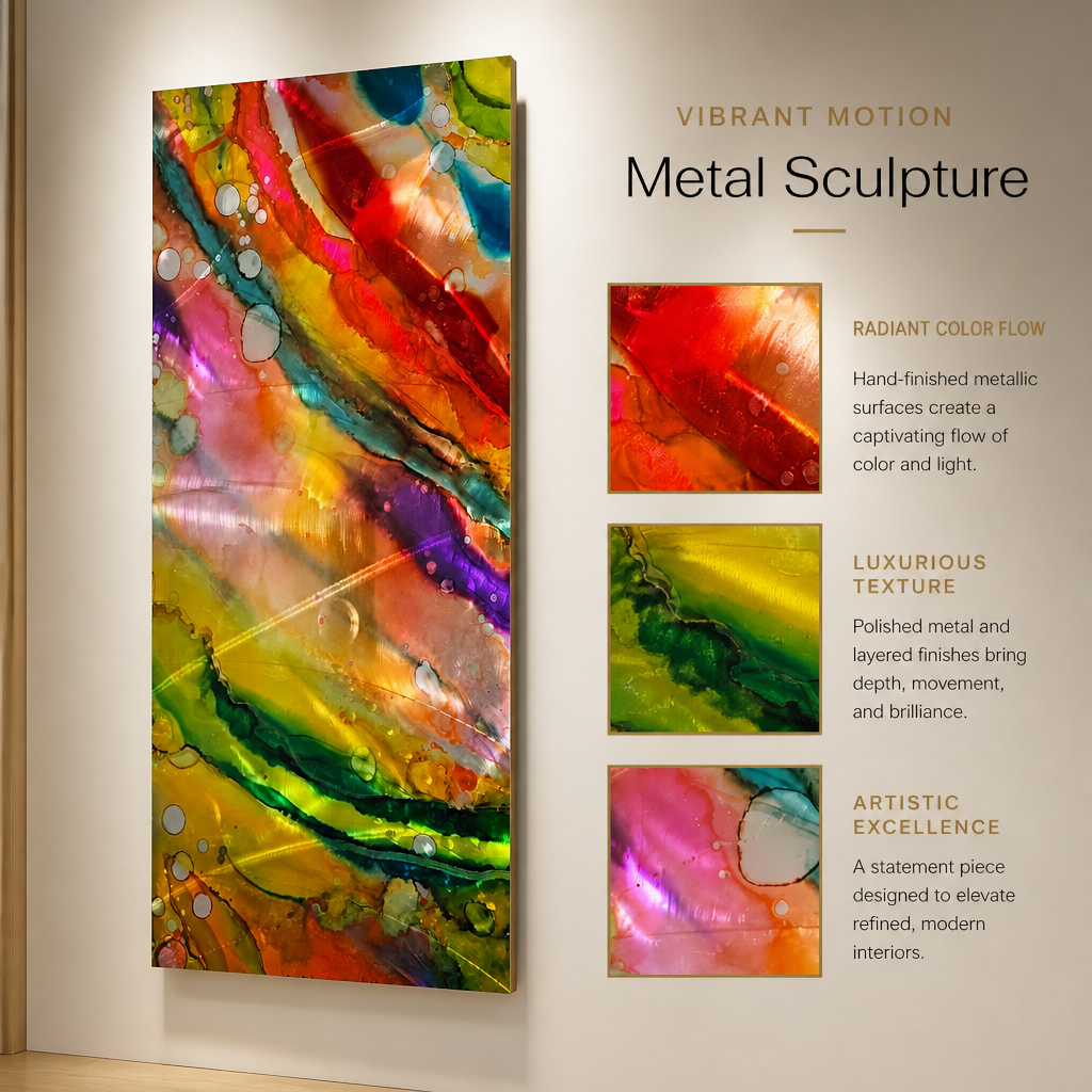 Radiant Cascade - Metal Wall Art 12"x24"