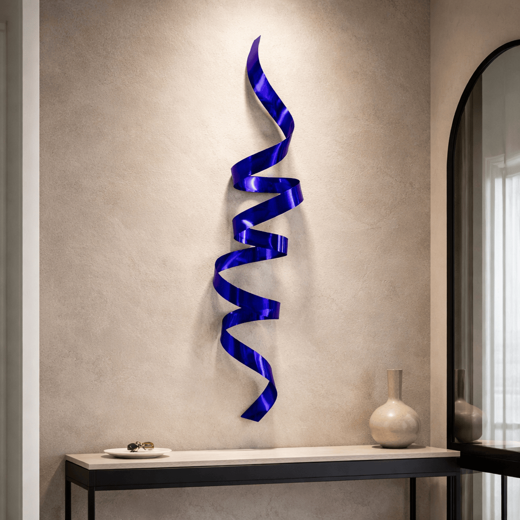 Cobalt Ascent - Metal Wall Sculpture 10"x44"