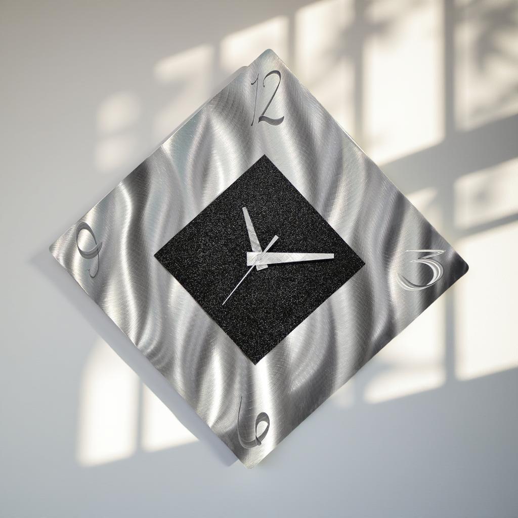 Timeless Contrast - Metal Wall Clock 12"x12"
