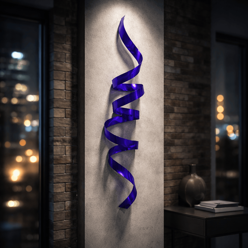Cobalt Ascent - Metal Wall Sculpture 10"x44"