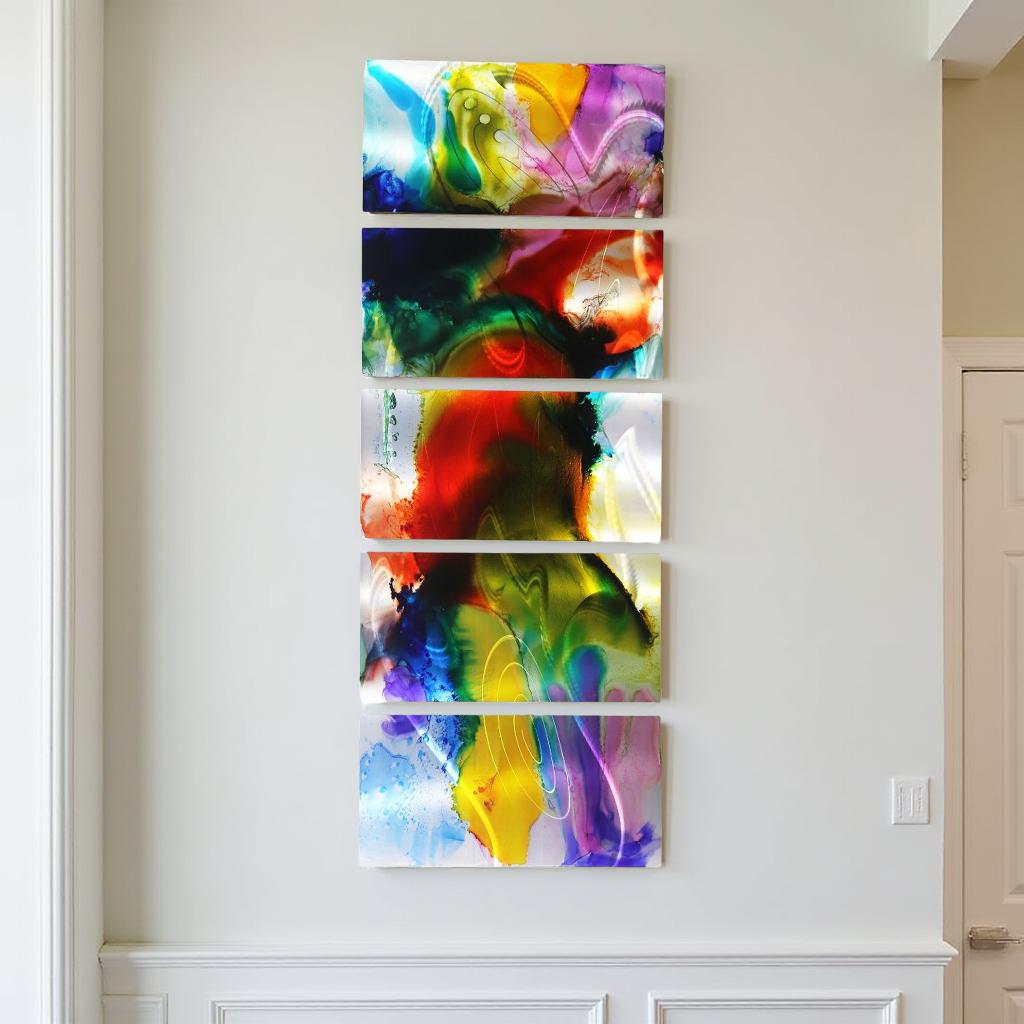 Ethereal Bloom - Multi-Panel Metal Wall Art 64"x24"