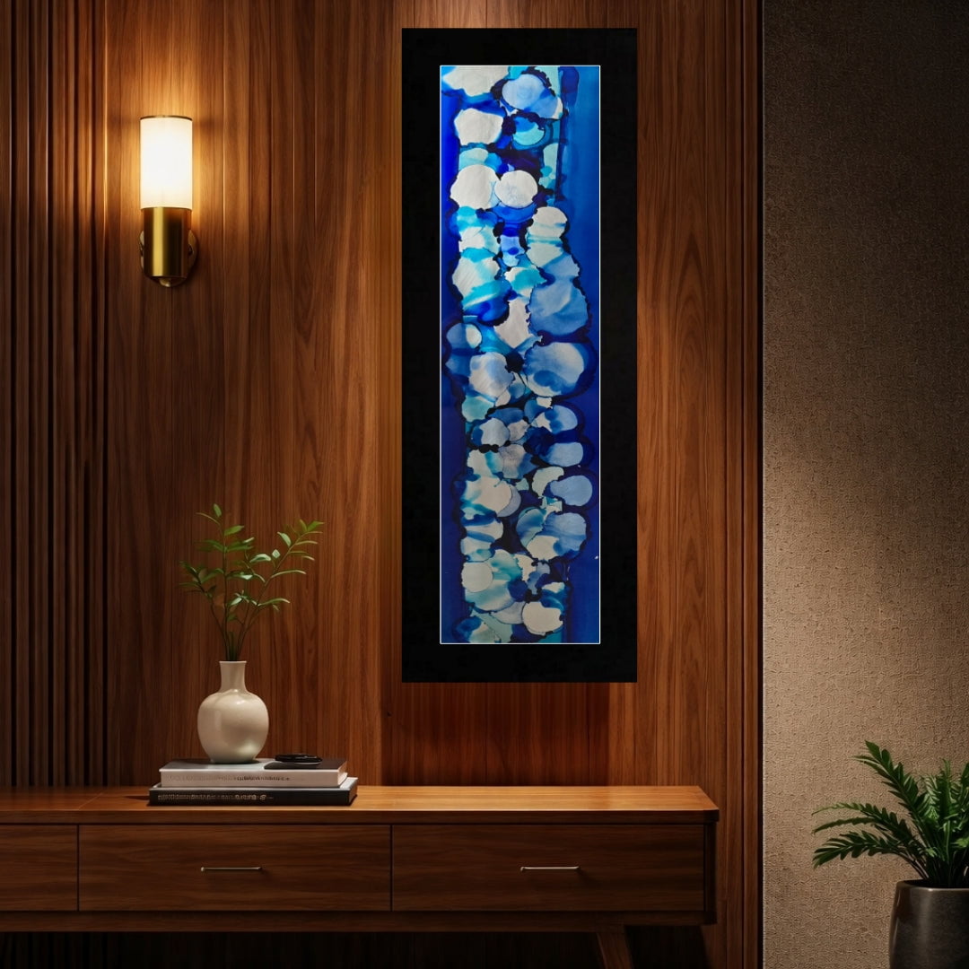 Sapphire Pearls - Metal Wall Art 9"x27"