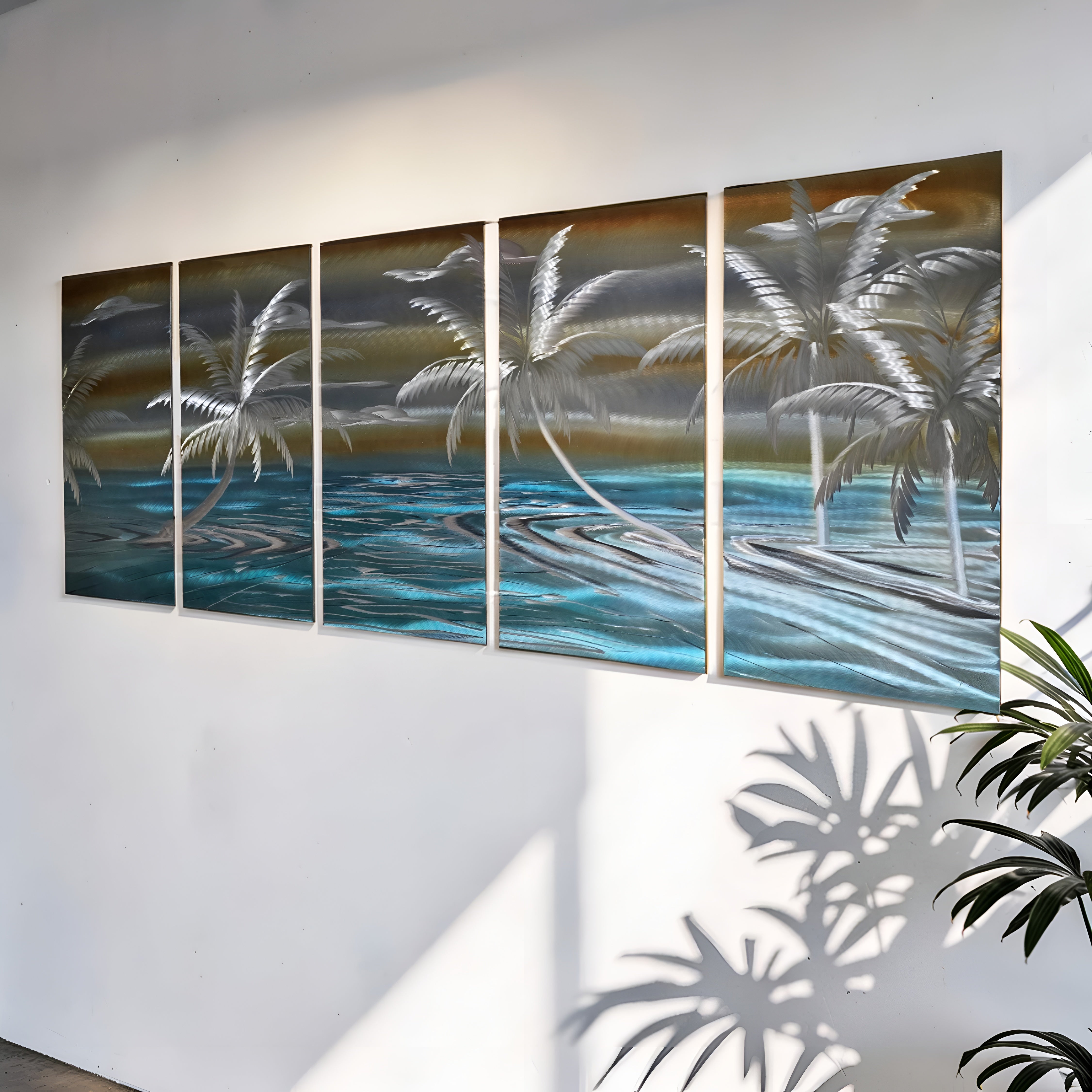 Tidal Palms - Metal Wall Art 24"x64"