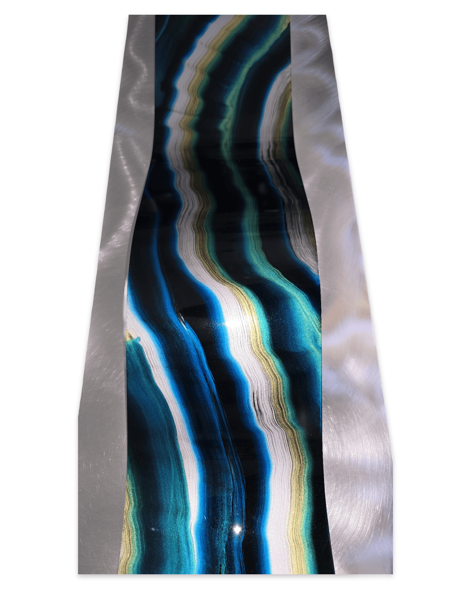 Agate Tide - One-of-a-Kind Metal Wave Wall Art 47"x10"