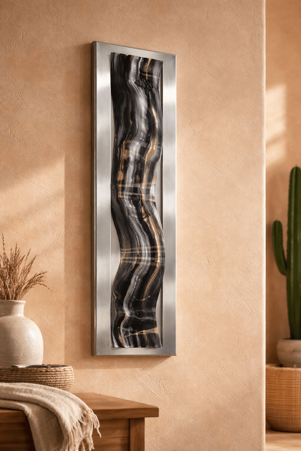 Shadow Flow - Metal Wave Wall Art 10"x46"