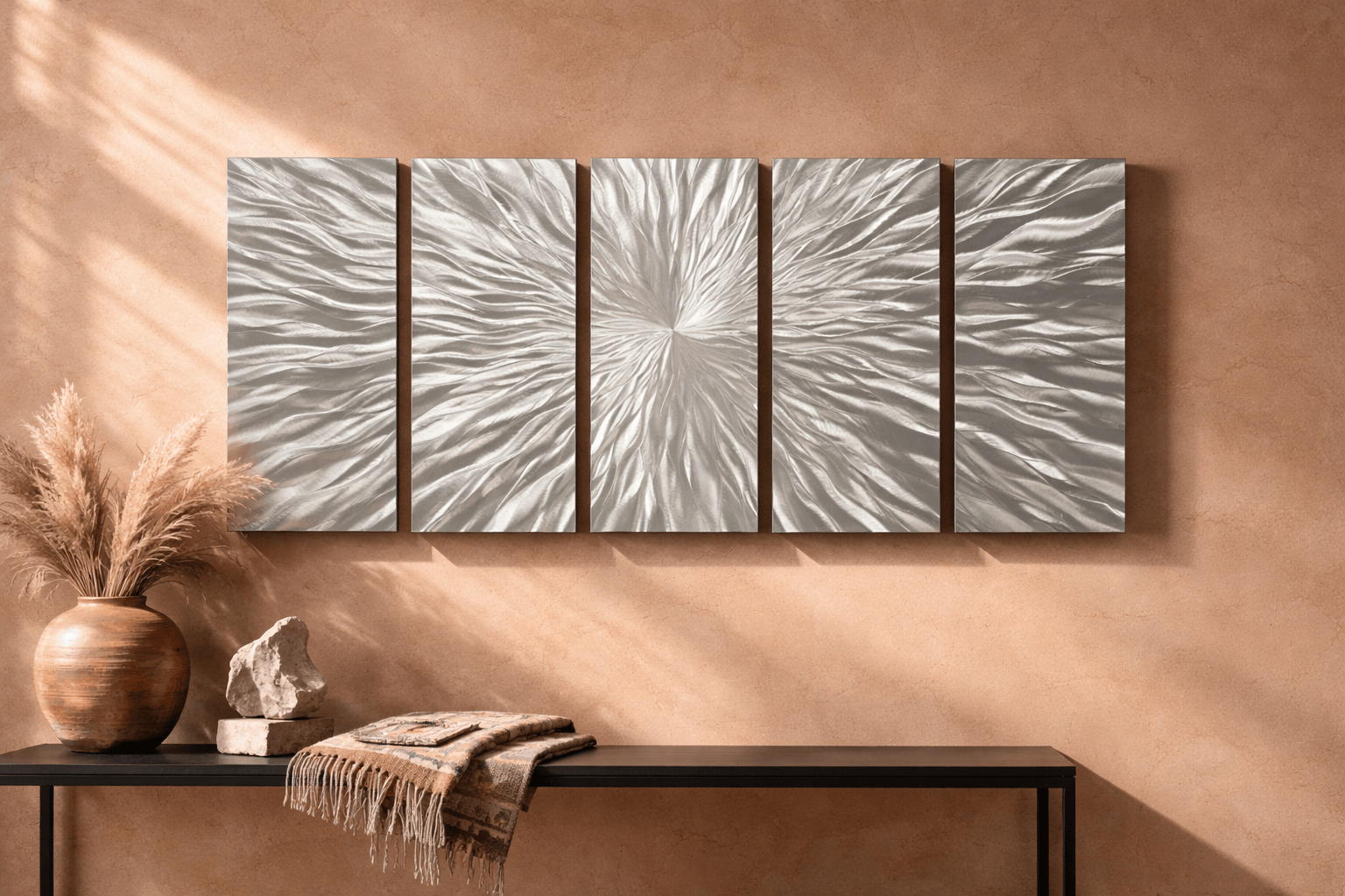 (Radiant Convergence) - 5-Panel Metal Wall Art 24"x64"