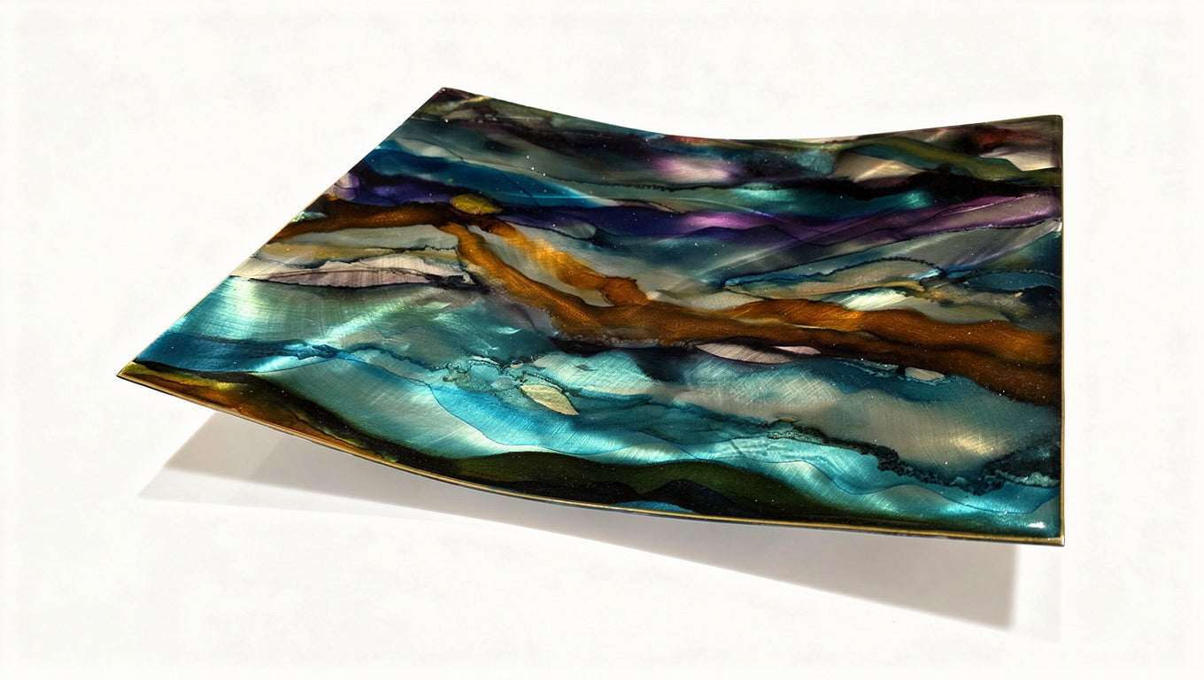 Tidal Harmony - Metal Decorative Tray 10"x10"