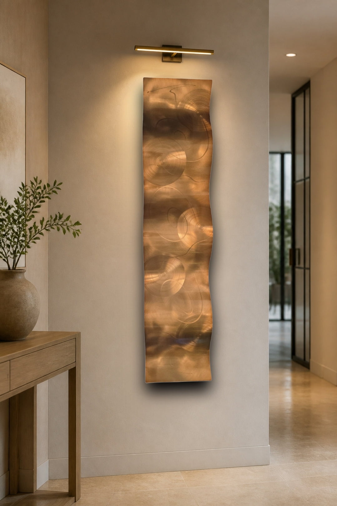 Copper Drift - Metal Wave Wall Art 46"x10"