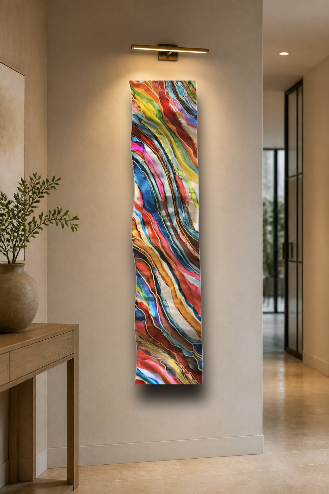 Molten Drift - Metal Wave Wall Art 46"x10"