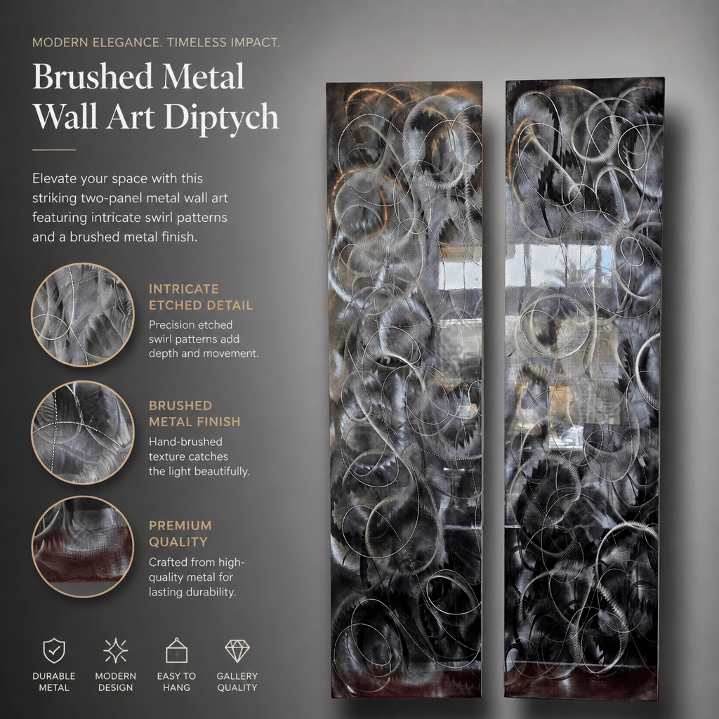 Dual Currents - Metal Wall Art 2-Panel Set 12"x48"