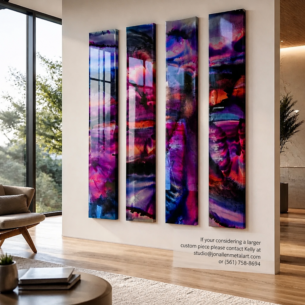 The Violet Hour - 4-Panel Metal Wall Art 8"x48" (each)