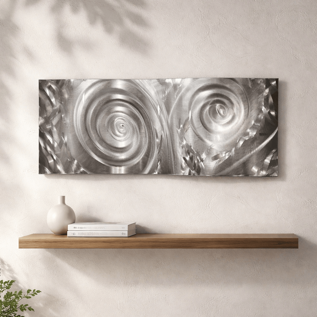 Twin Vortex - Metal Wave Wall Art 12"x24"