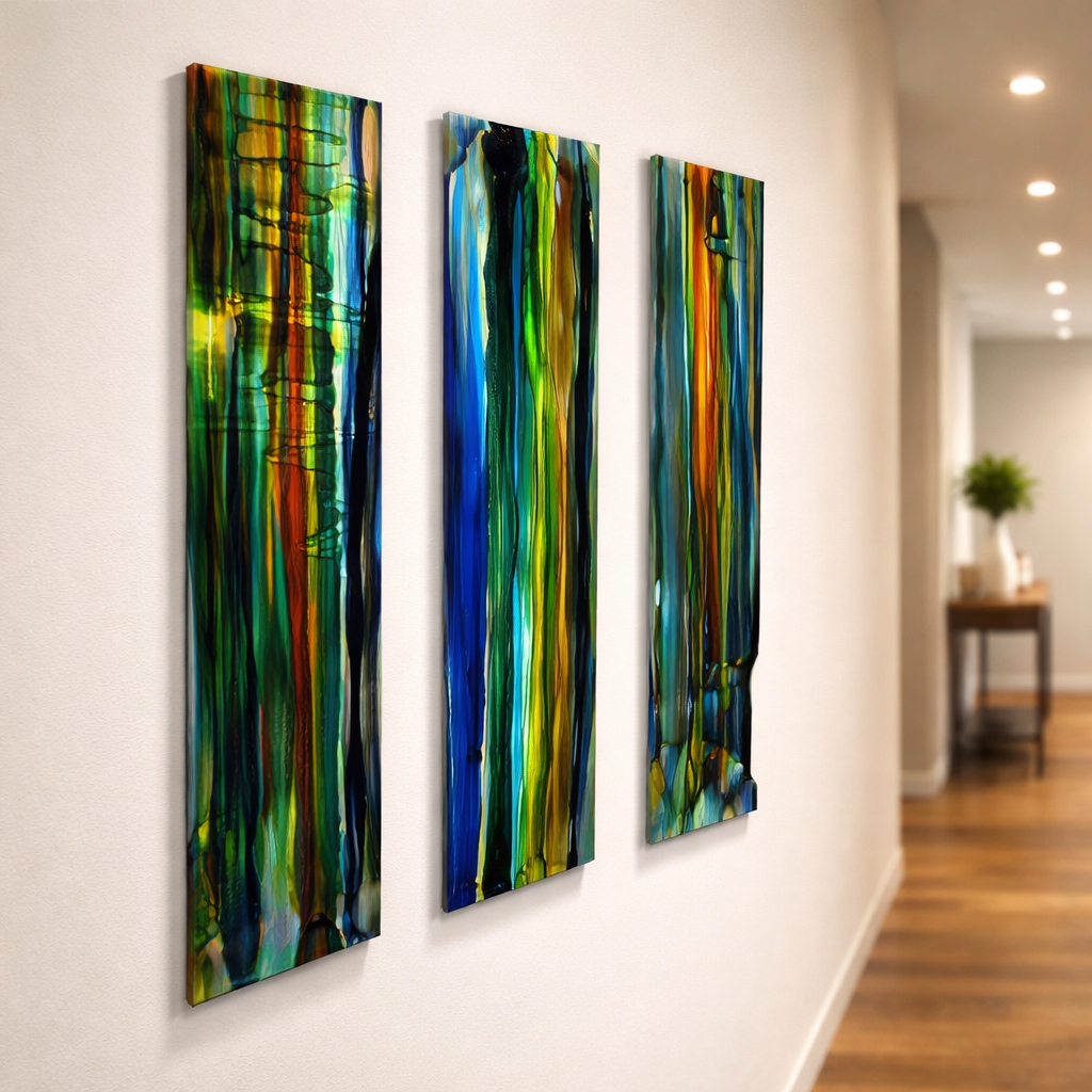 Rainforest Trio - 3-Panel Metal Wall Art 6"x24" (each) gem p24