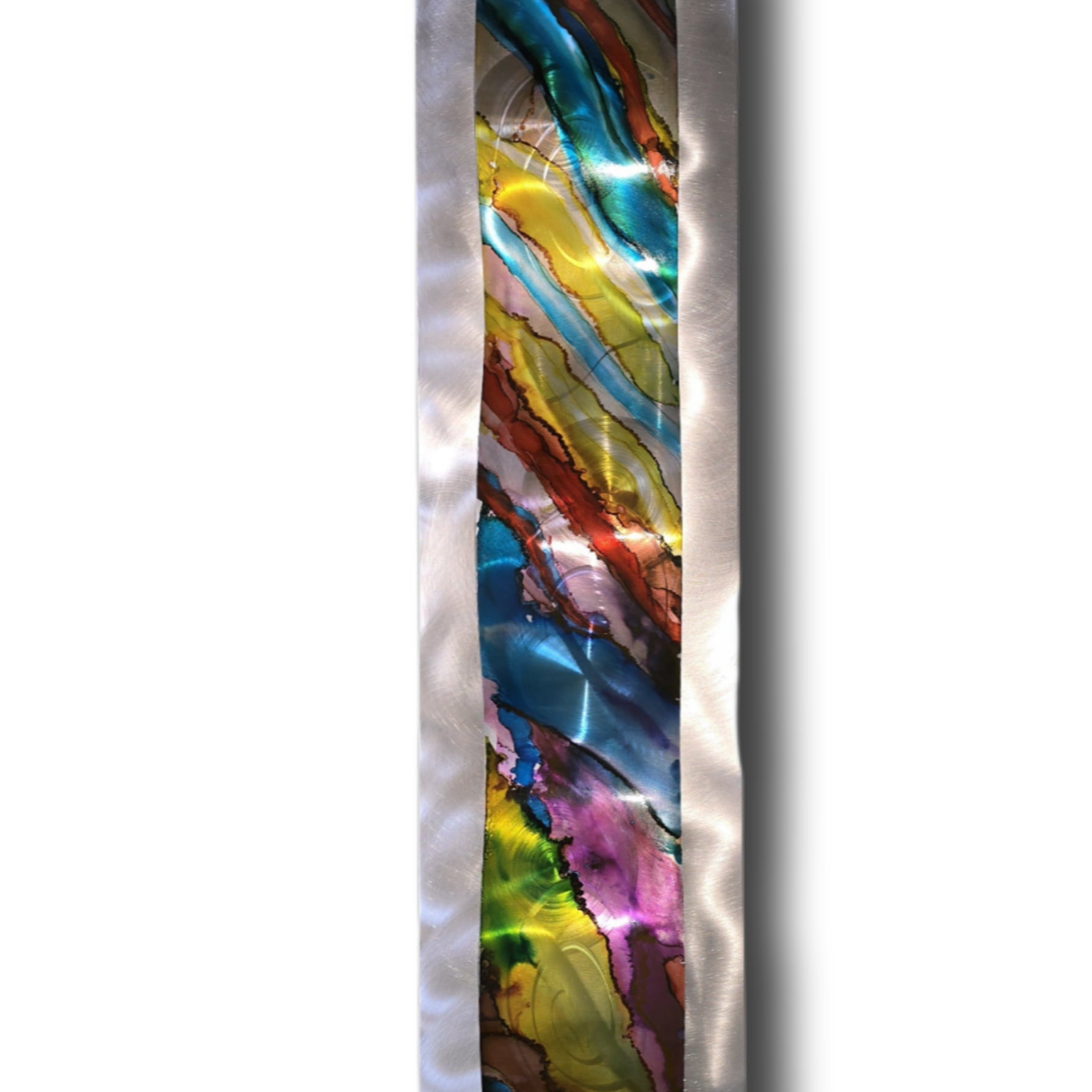 Rainbow Drift - Metal Wave Wall Art 47"x10"