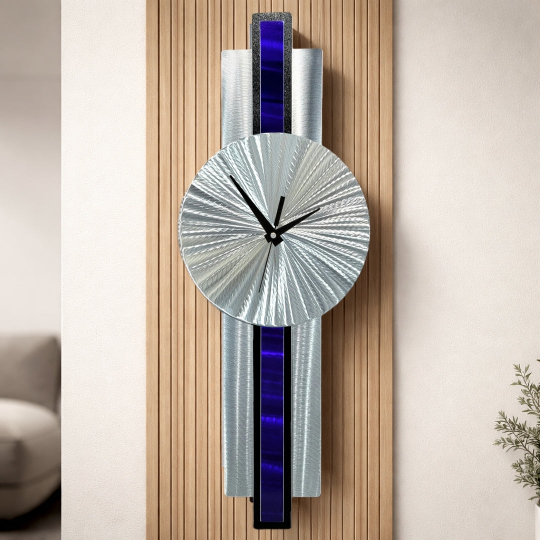 Blue Orbit - Metal Wall Clock 10"x32"