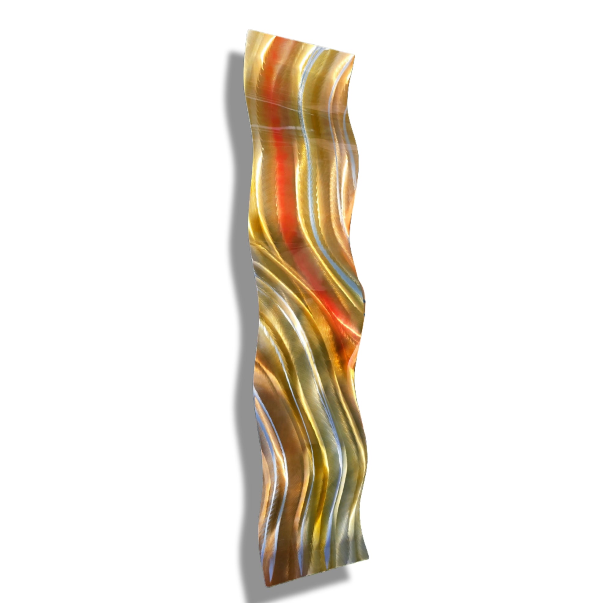 Golden Cascade - Metal Wave Art 10"x46"