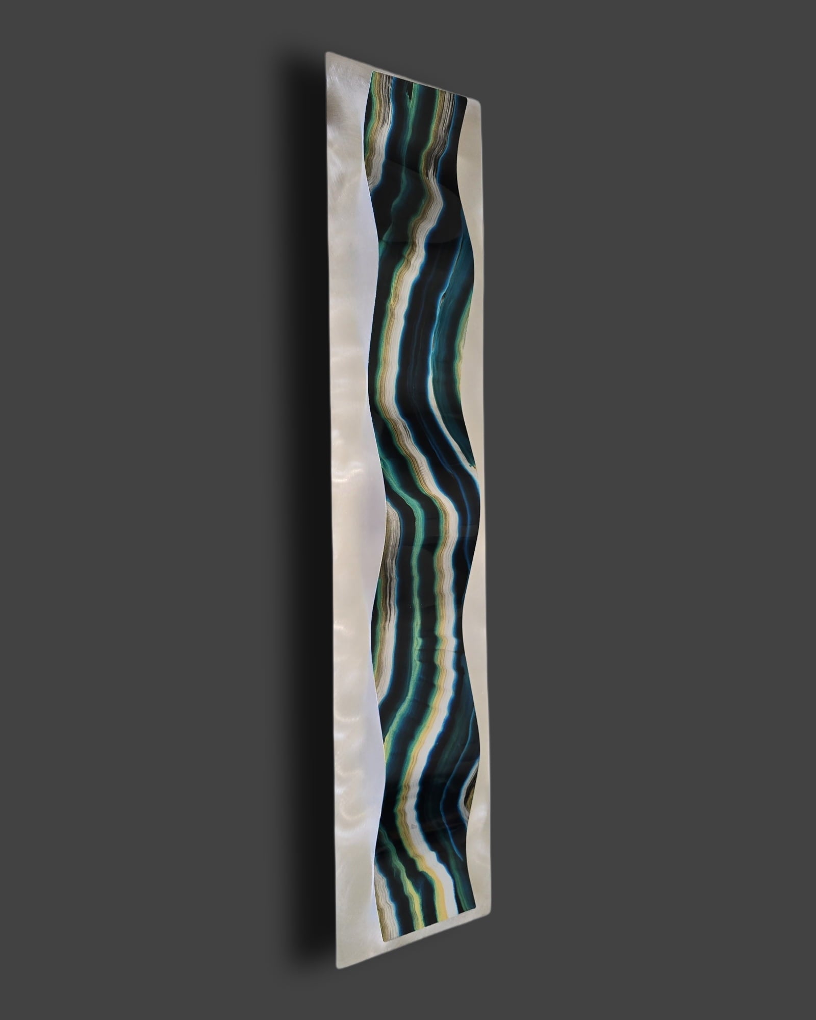 Agate Tide - One-of-a-Kind Metal Wave Wall Art 47"x10"