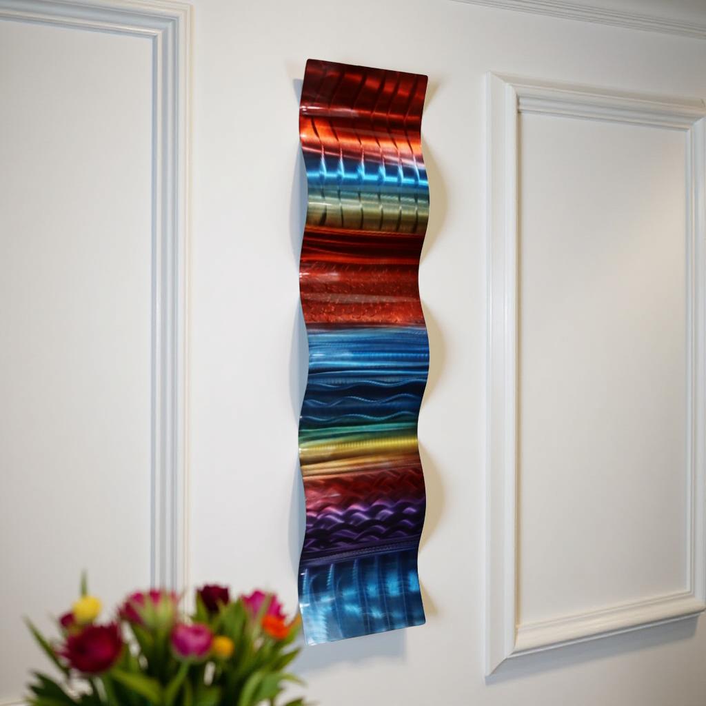 Luminous Tides - Metal Wave Art 46"x10"
